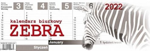 Kalendarz 2022 Biurkowy poziomy Zebra