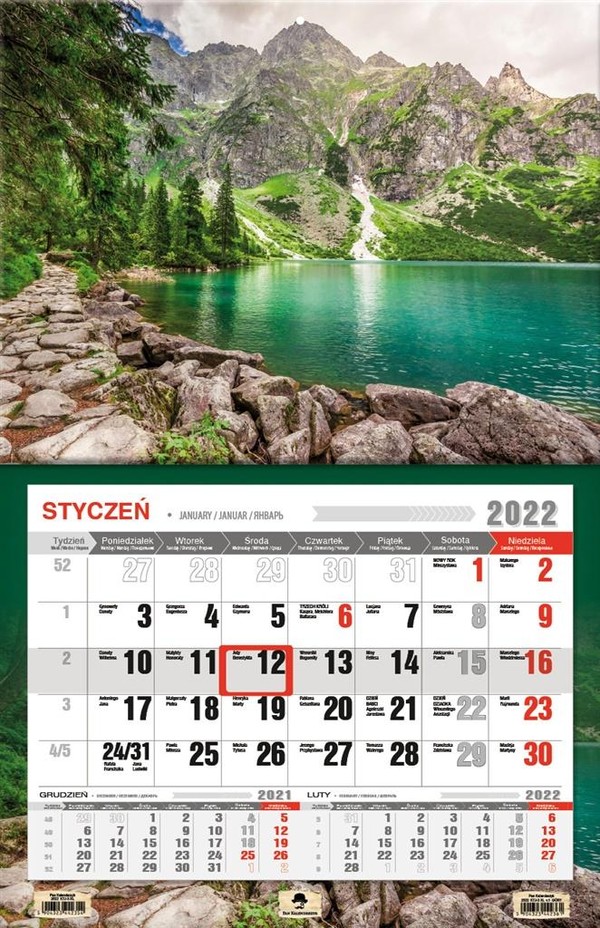 Kalendarz 2022 jednodzielny XL Góry