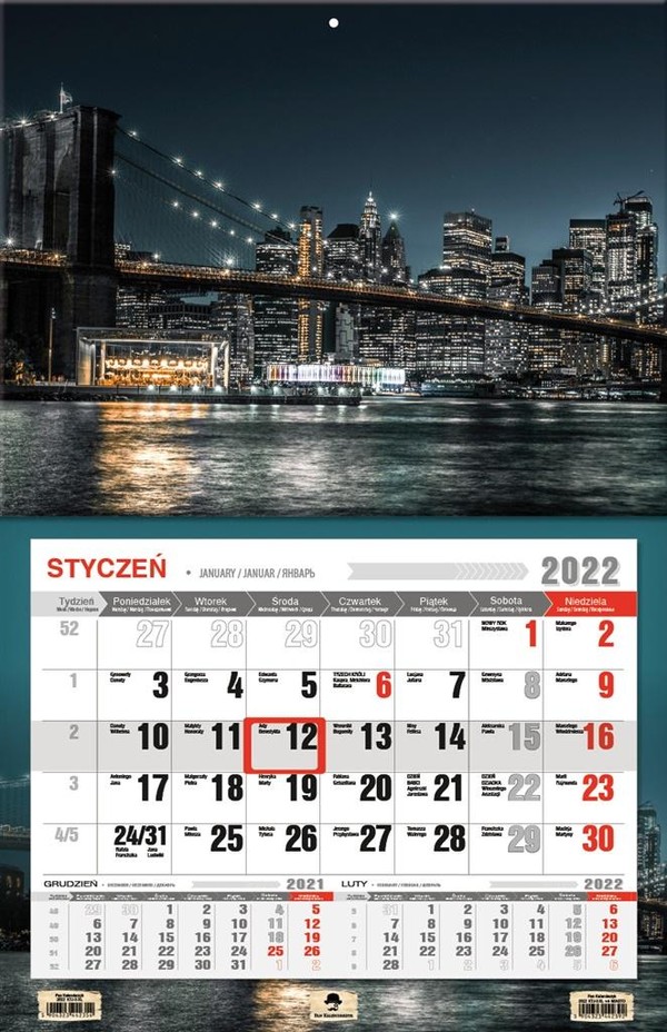 Kalendarz 2022 jednodzielny XL Miasto