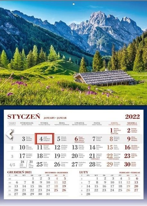 Kalendarz 2022 Ścienny Jednodzielny Alpy