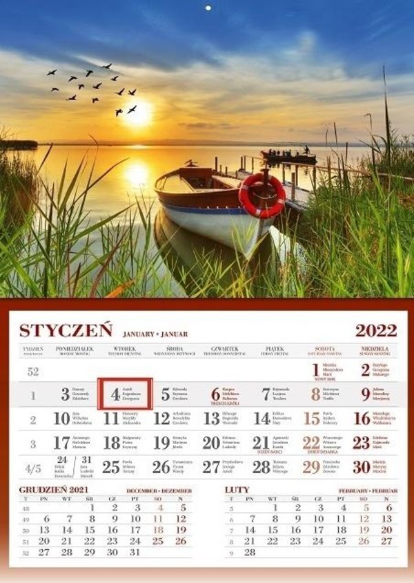 Kalendarz 2022 Ścienny Jednodzielny Łódka