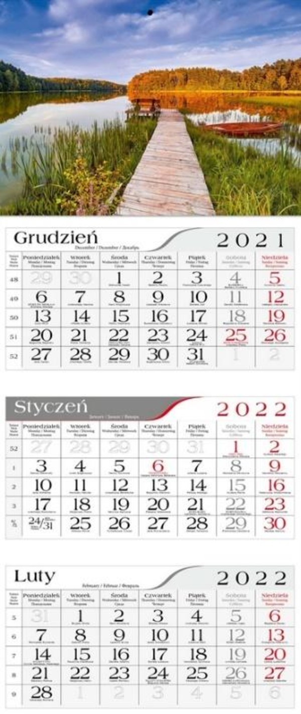 Kalendarz 2022 Trójdzielny Jesienne jezioro