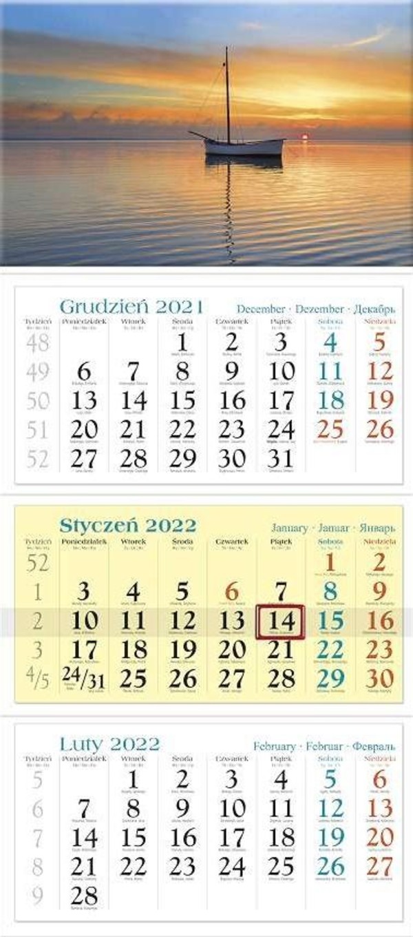 Kalendarz 2022 Trójdzielny Łódka KT3