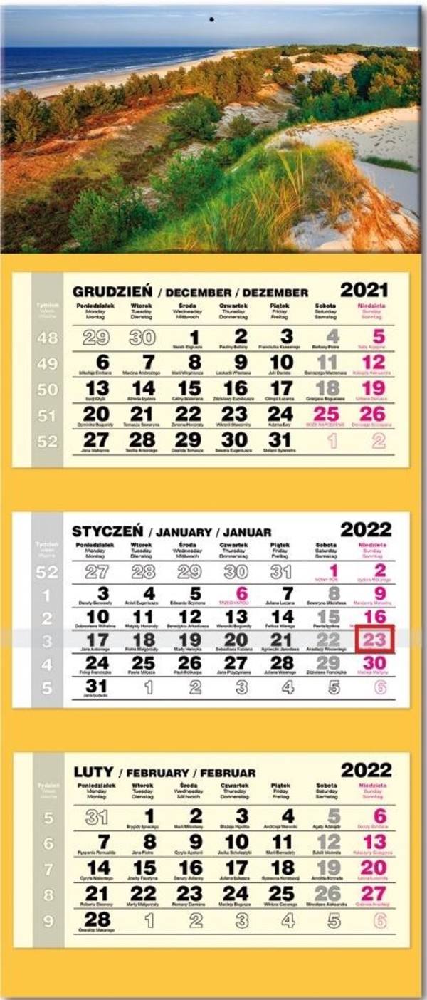 Kalendarz 2022 trójdzielny lux Bałtyk