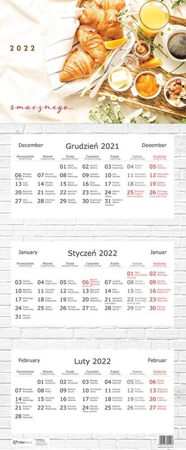 Kalendarz 2022 trójdzielny Smacznego