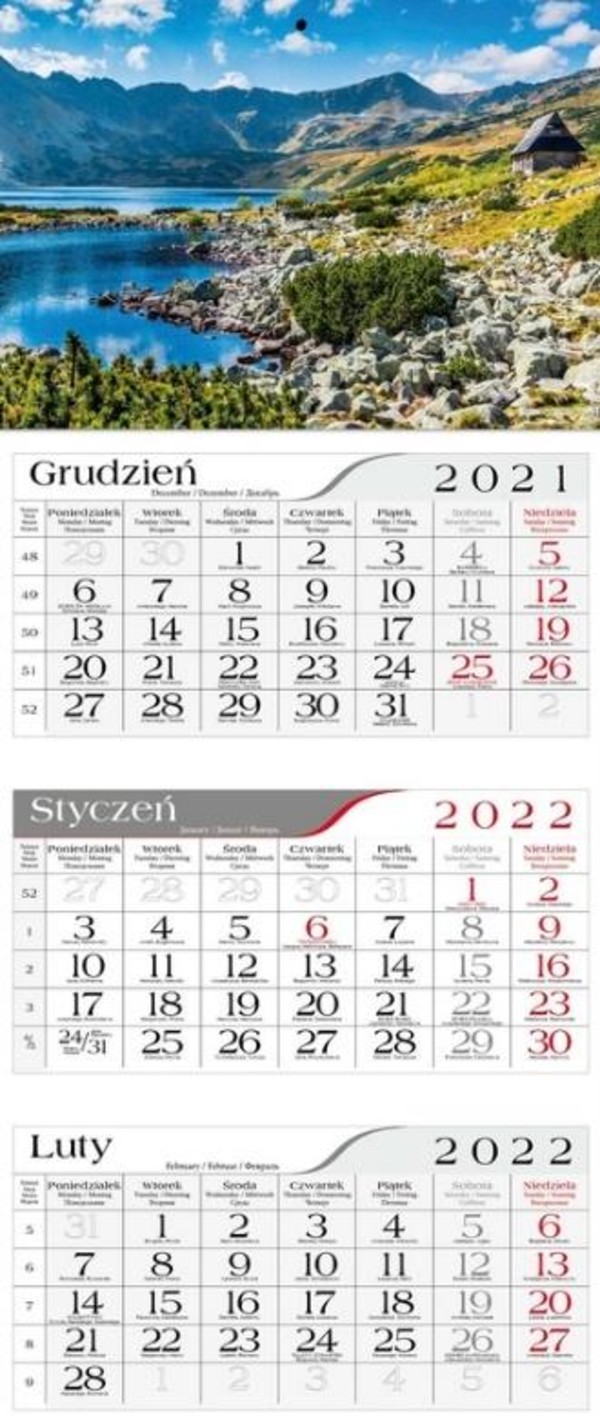 Kalendarz 2022 Trójdzielny Tatrzańska dolina