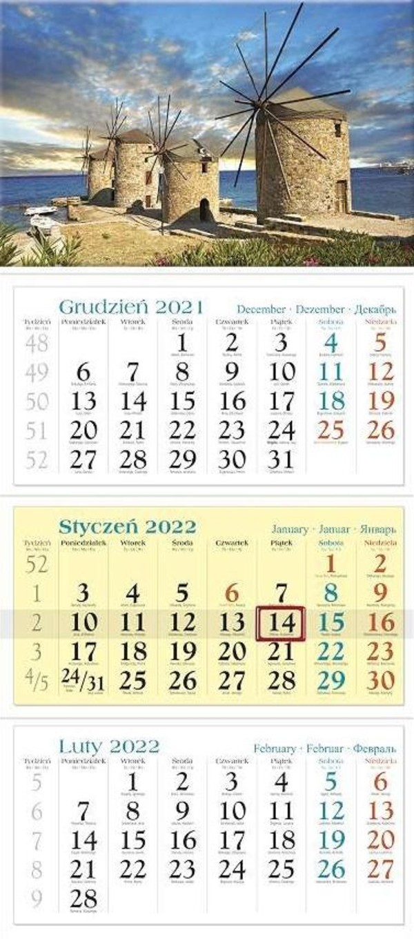 Kalendarz 2022 Trójdzielny Wiatraki KT7