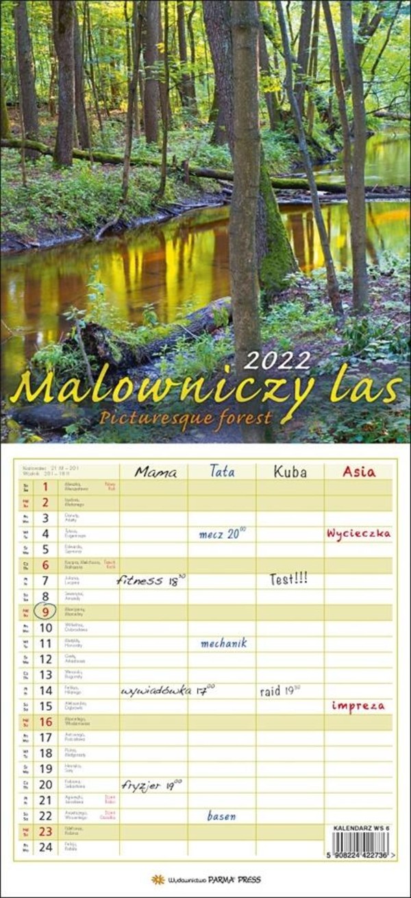 Kalendarz 2022 Wieloplanszowy Malowniczy las