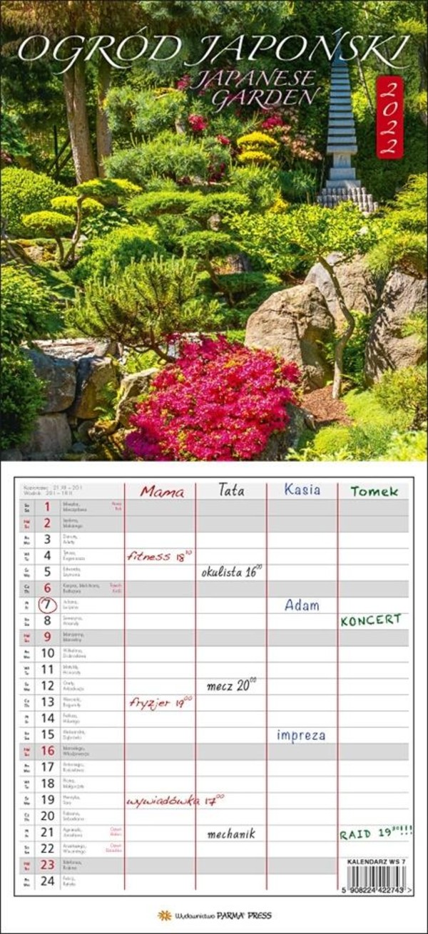 Kalendarz 2022 Wieloplanszowy Ogród japoński