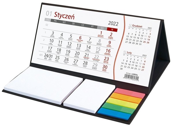 Kalendarz 2022 biurkowy z notesem podkładka czarna