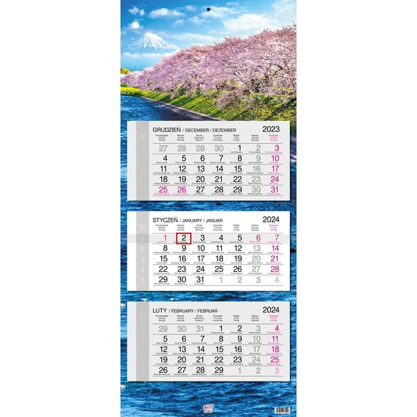 Kalendarz 2024 trójdzielny główka płaska fudżi
