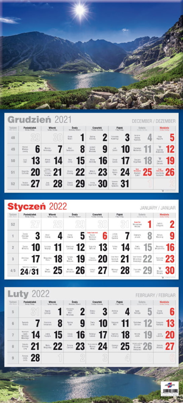 Kalendarz trójdzielny 2022