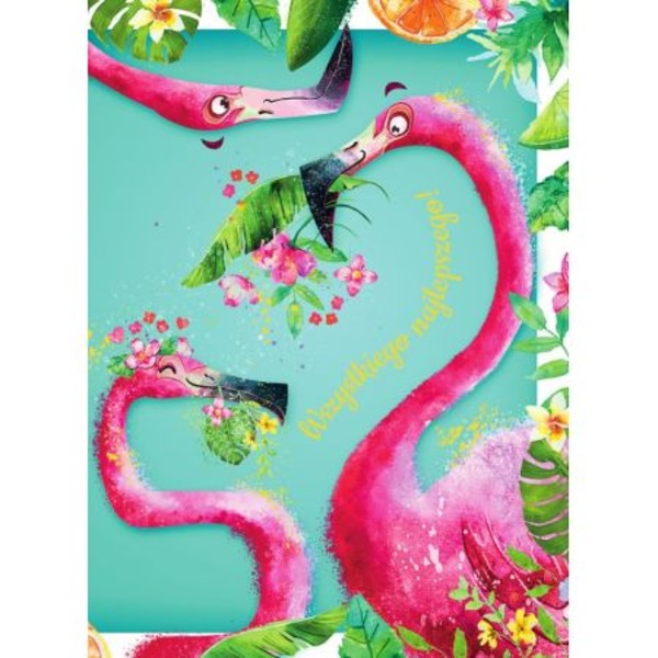 Karnet urodzinowy B6 Flamingi