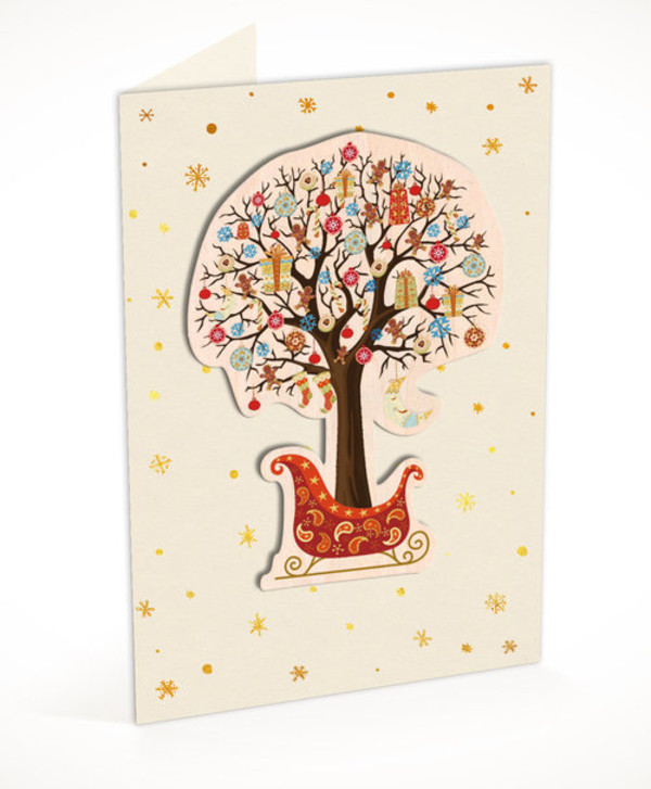 Karnet C6 naklejany + koperta Święta Drzewko