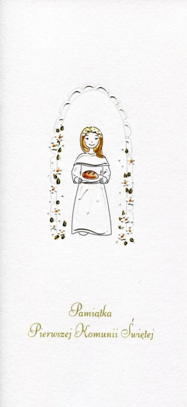 Karnet Komunia Dziewczynka chleb