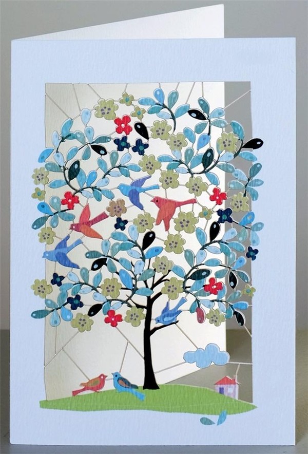 Karnet ślubny wycinany + koperta Drzewo i ptaki