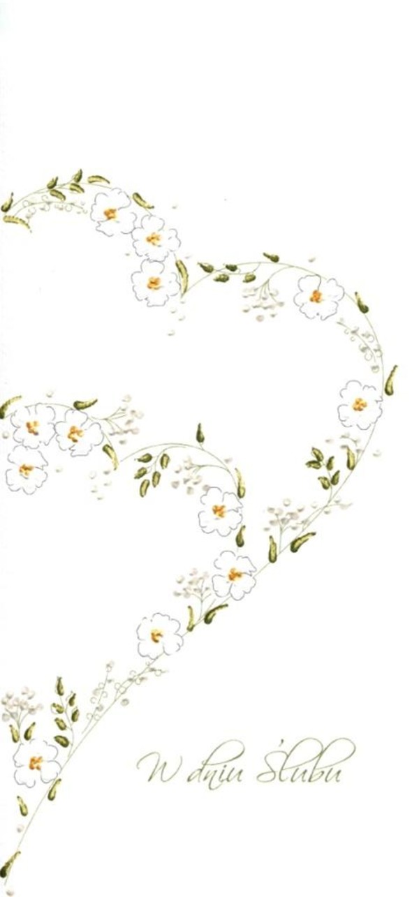 Karnet ślubny DL Białe kwiaty