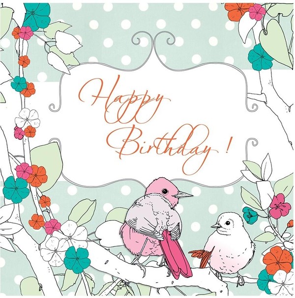 Karnet urodzinowy Swarovski ptaszki
