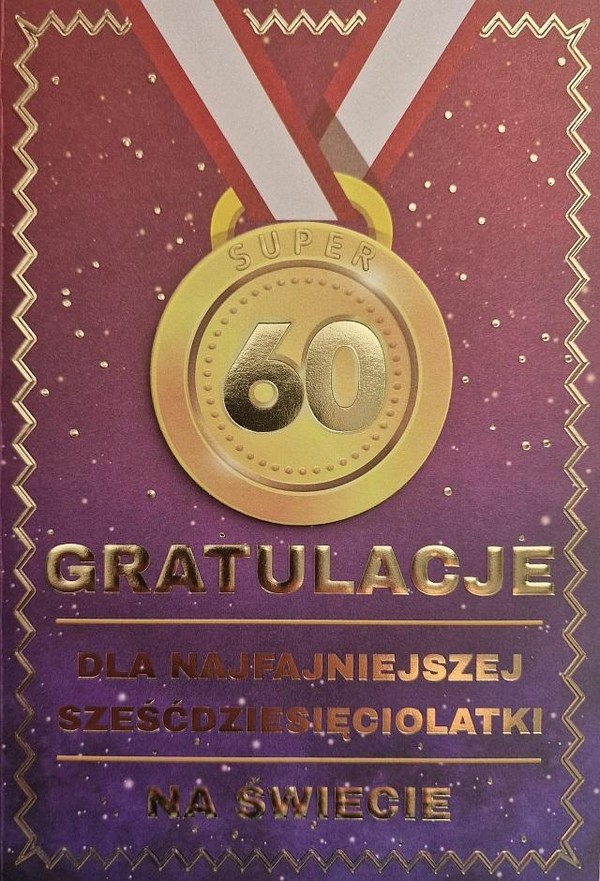 Karnet Urodziny 60 medal damskie