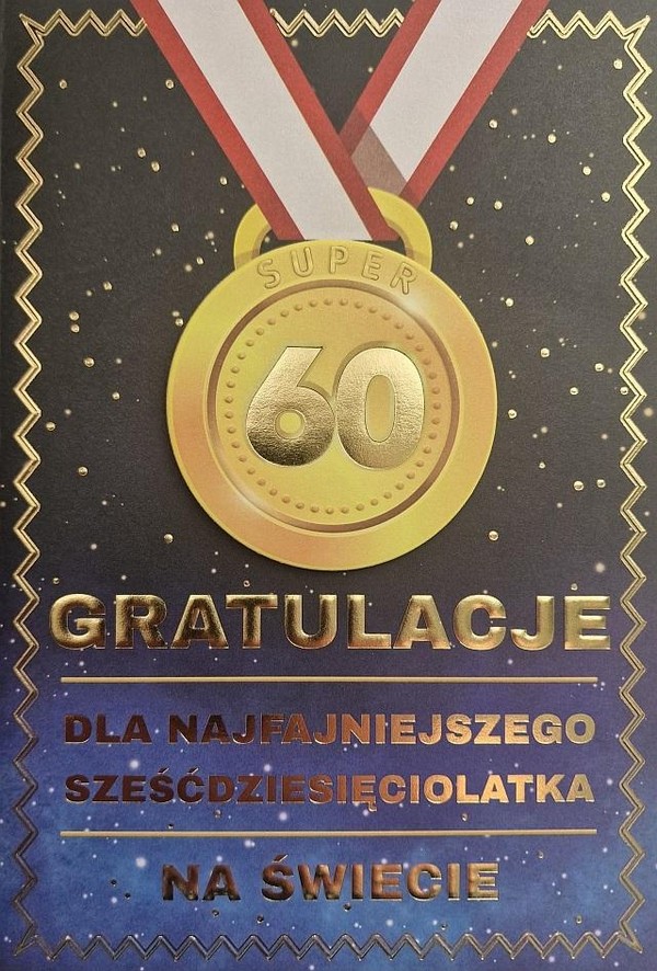 Karnet Urodziny 60 medal męskie
