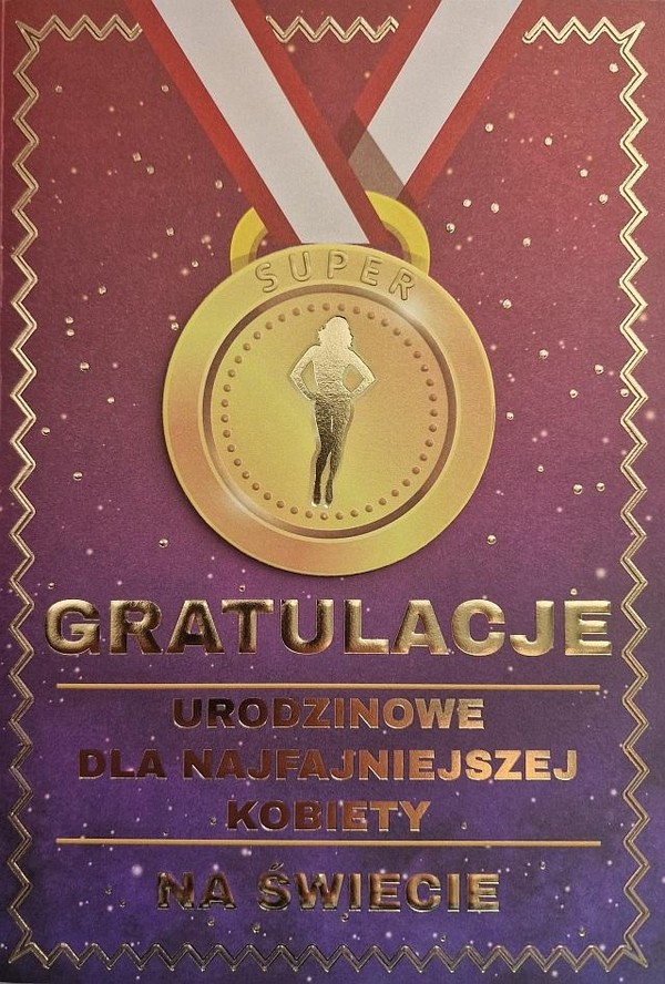 Karnet Urodziny medal damskie