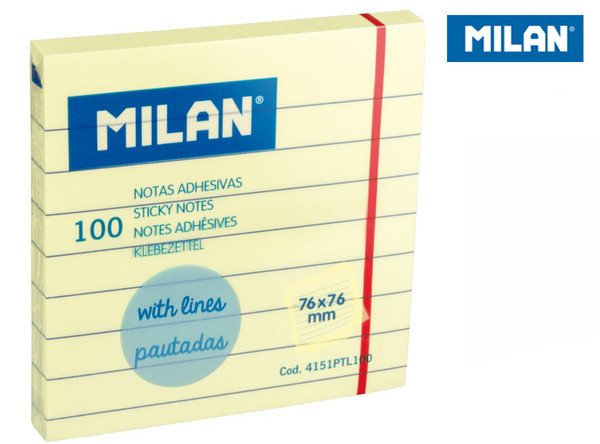 Karteczki samoprzylepne w linię milan 76x76, op. 100 sztuk