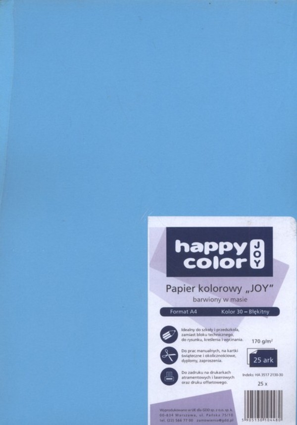 Karton kolorowy A4 Joy 25 arkuszy błękitny