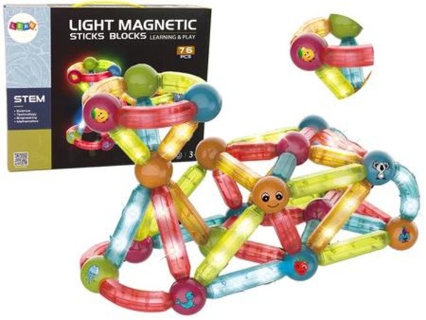 Klocki magnetyczne świecące 76 elementów