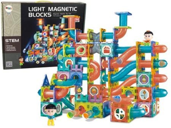 Klocki magnetyczne Zjeżdżalnia świecąca 292 elementy