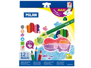 Kolorowe kredki Milan rysunkowe Maxi trójkątne 12 sztuk 0722612