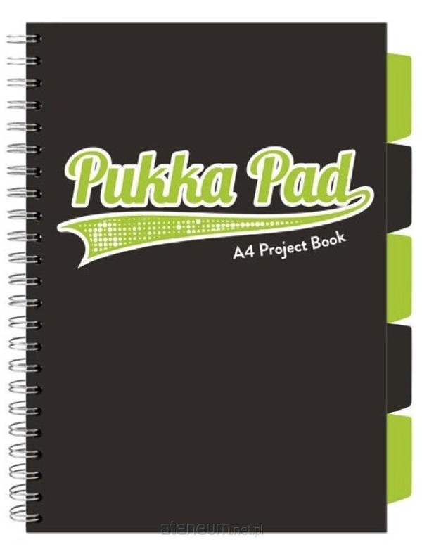 Kołozeszyt pukka pad a4 project book black & lime green a4 czarny