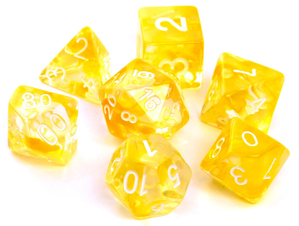 Komplet kości REBEL RPG Nebula Żółte Zestaw siedmiu kości do gier fabularnych