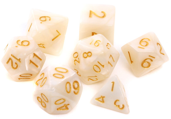 Komplet kości REBEL RPG Perłowe Białe Zestaw siedmiu kości do gier fabularnych