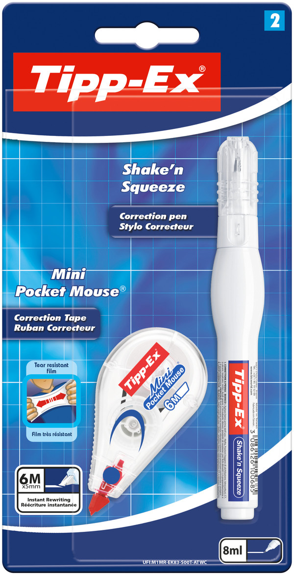 Korektor tipp-ex mini pocket mouse+shake n squeeze bic blister 1+1 szt.