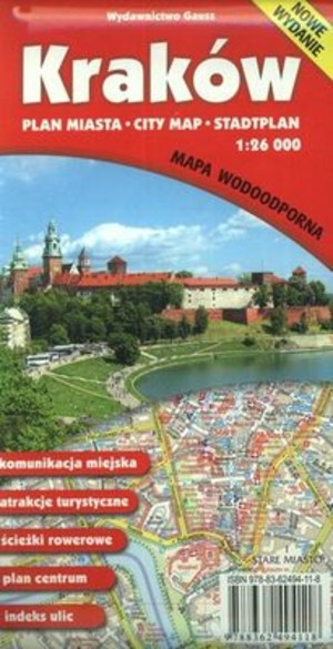 Kraków Plan miasta (wodoodporna) Skala 1:26 000