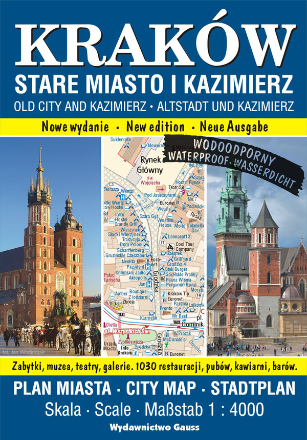Kraków stare miasto i Kazimierz Plan miasta foliowany 1:4000