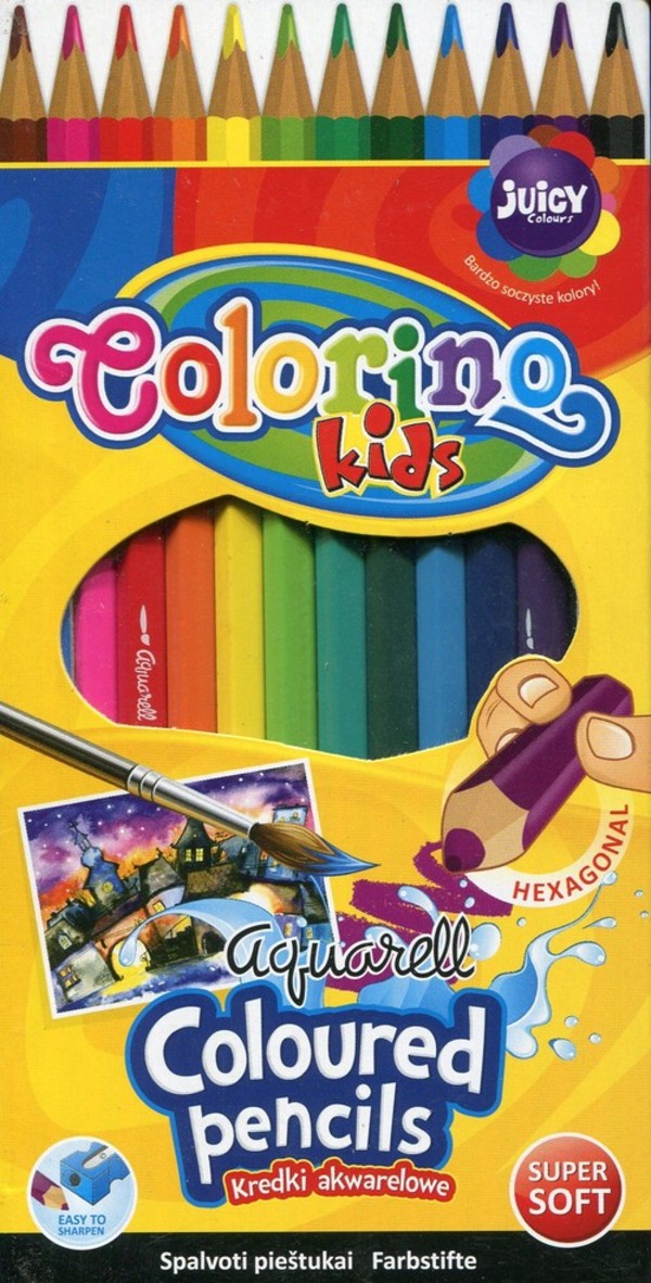 Kredki akwarelowe + pędzelek Colorino Kids 12 sztuk
