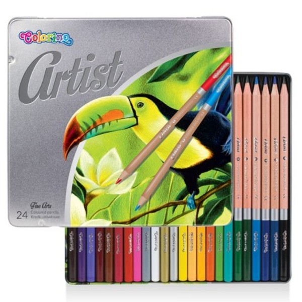 Kredki colorino artist ołówkowe okrągłe 24 kolory metalowe pudełko