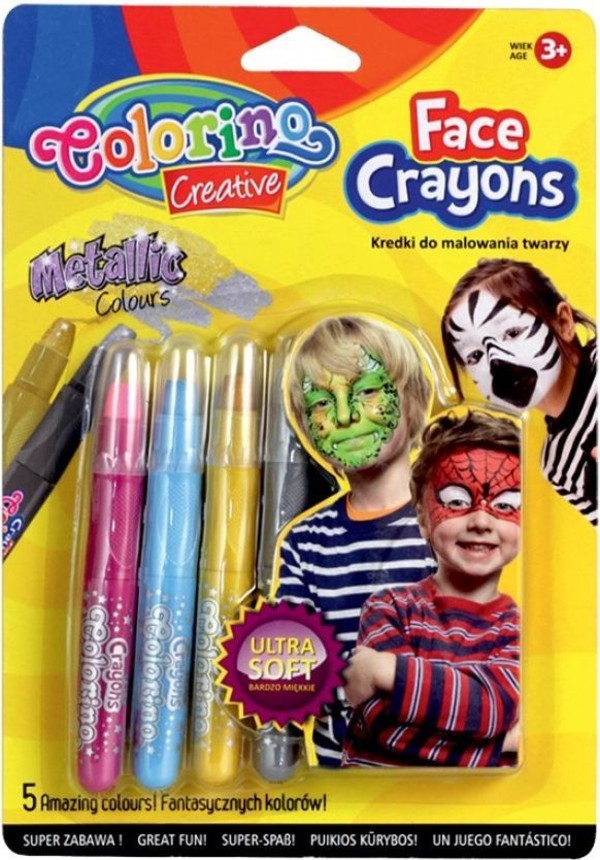 Kredki colorino kids do malowania twarzy metallic 5 kolorów