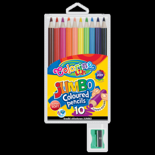 Kredki colorino kids ołówkowe okrągłe jumbo z temperówką 10 kolorów