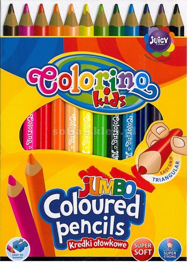 Kredki colorino kids ołówkowe trójkątne jumbo 12 kolorów