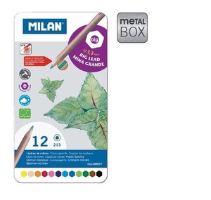 Kredki Milan ołówkowe sześciokątne 12 kolory w metalowym opakowaniu 80057