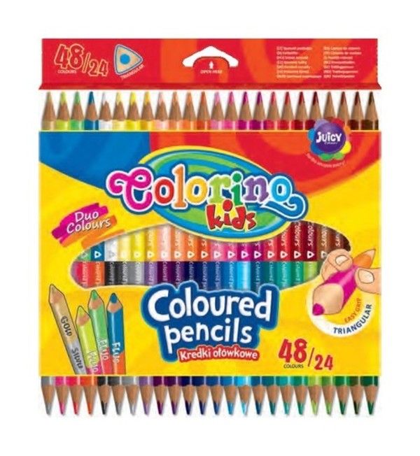 Kredki ołówkowe Colorino Kids trójkątne dwustronne 48 kolorów