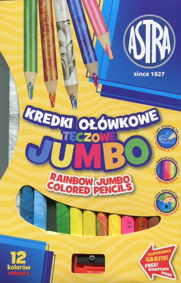 Kredki ołówkowe Jumbo tęczowe 12 kolorów