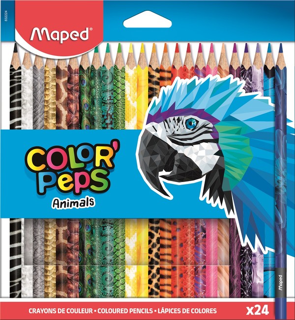 Kredki ołówkowe Maped Color`Peps Animals trójkątne 24 kolory