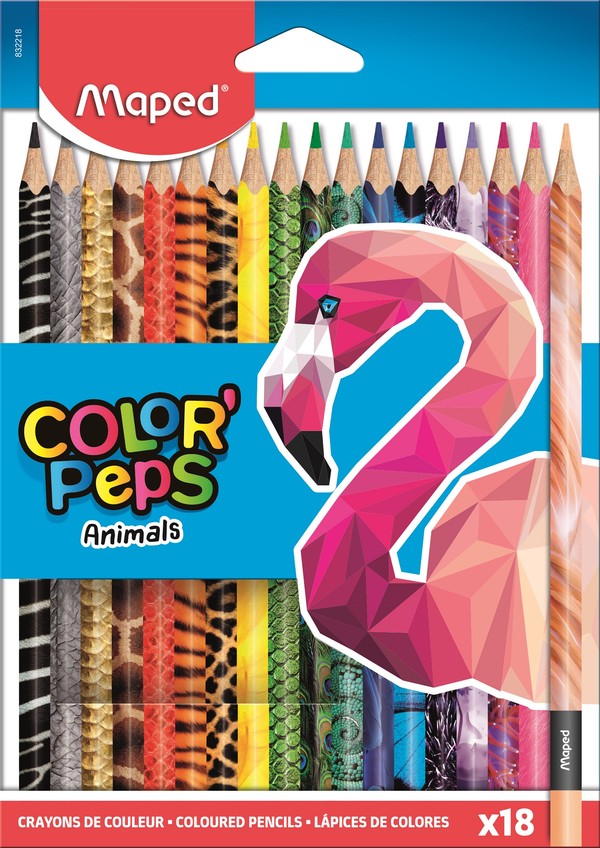 Kredki ołówkowe Colorpeps Animals trójkątne 18 kolorów