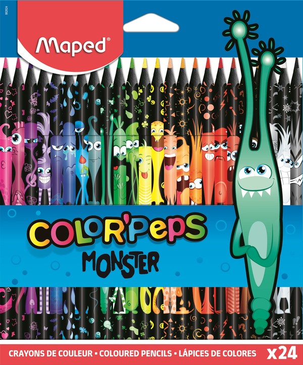 Kredki ołówkowe Colorpeps Monster trójkątne 24 kolory