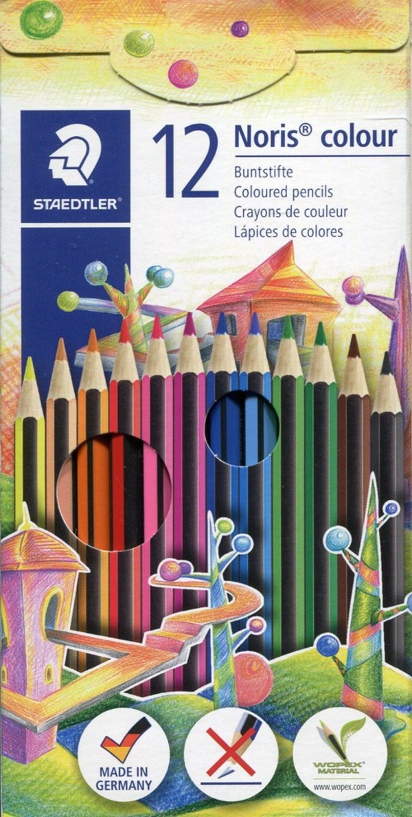 Kredki ołówkowe sześciokątne Noris 12 kolorów + ołówek + gumka + temperówka