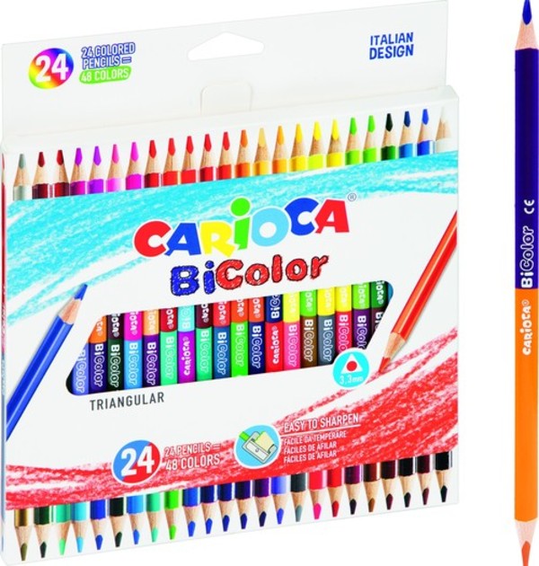 Kredki ołówkowe trójkątne Carioca BiColor 24/48 kolorów