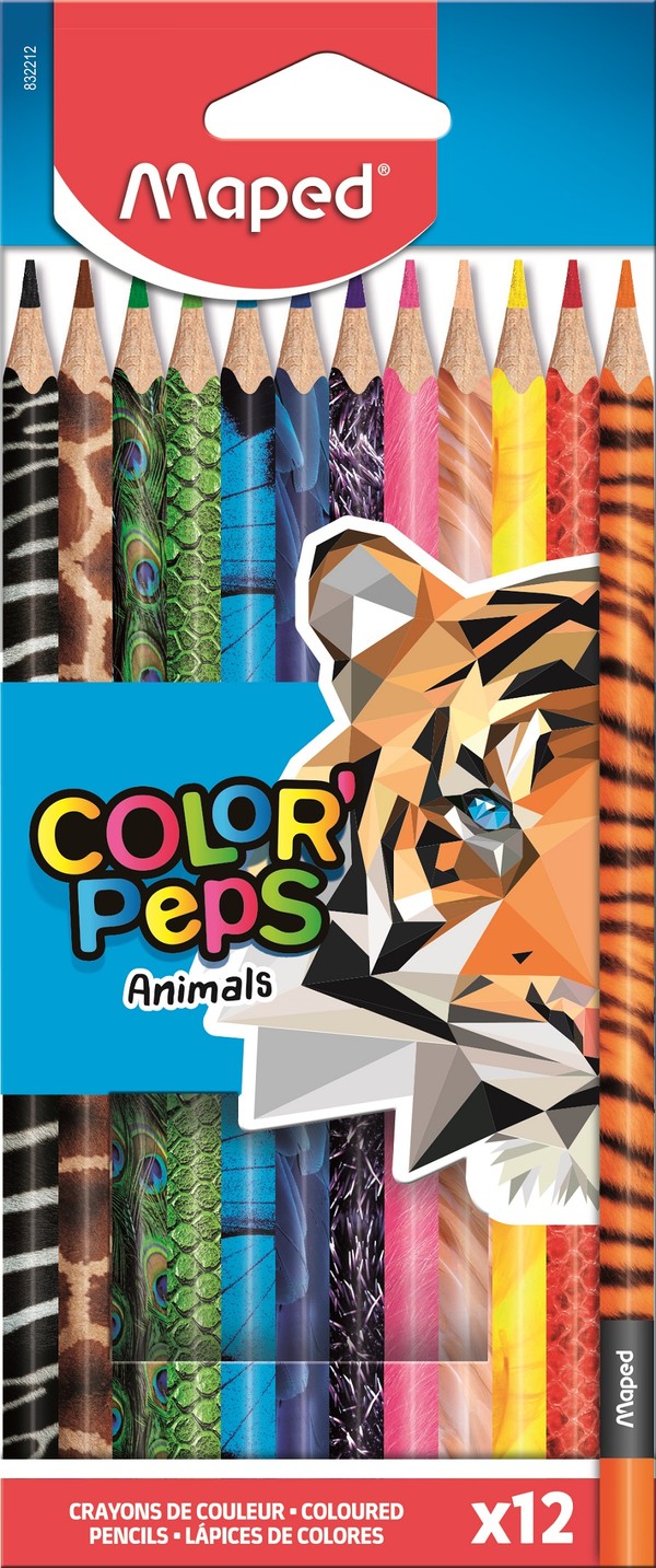 Kredki ołówkowe trójkątne colorpeps animals maped 12 kolorów